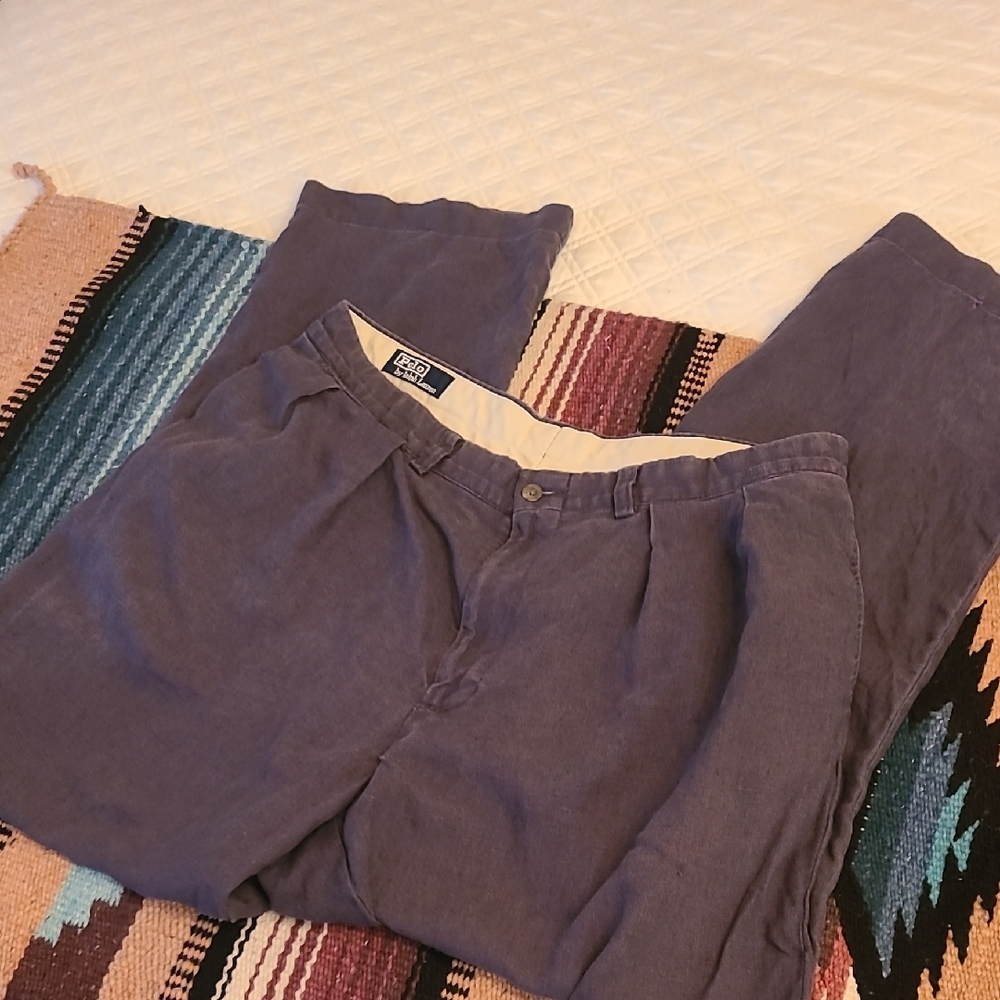 Ralph Lauren Men's Dark Blue Linen Chino Pants. 38 X 32 VINTAGE